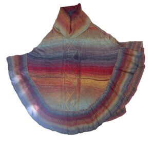 NorthStyle Rainbow Stripe Knit Poncho